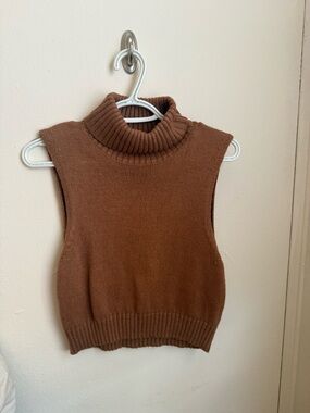 Garage Brown Sleeveless Turtleneck Sweater Vest